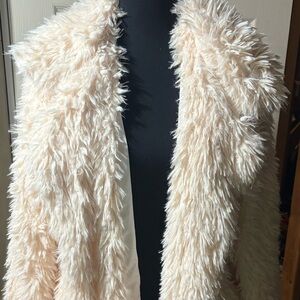 NWT Thread + Supply Faux Fur Soft Fuzzy Teddy Bear Jacket Cream Size Large